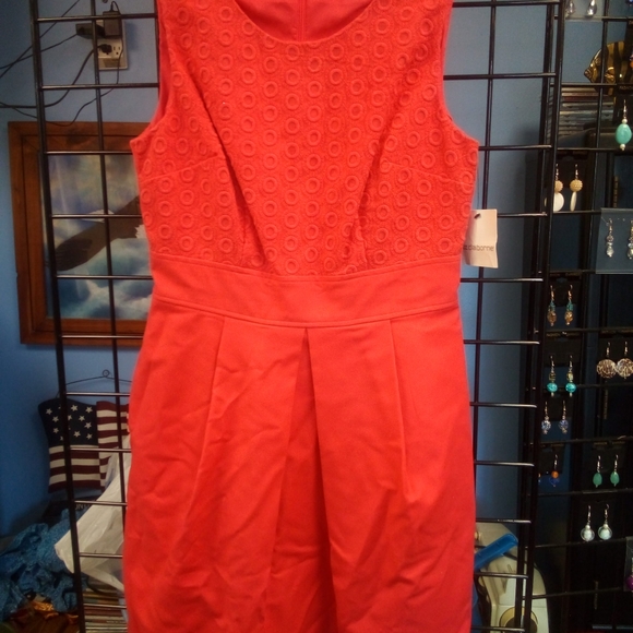 NWT Liz Claiborne bright Coral Cocktail dress sz 4 NWT - Picture 2 of 6
